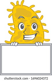 Smiling bacteria spirilla cartoon design style has a board