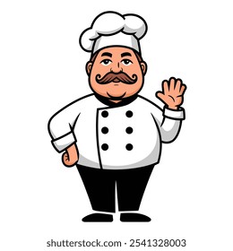 Ilustración vectorial de dibujos animados de personaje de panadero sonriente