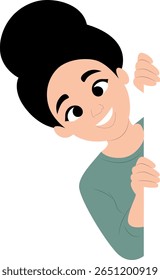 Smiling Bald Boy Peeking Corner Cartoon peeking, happy Malawi Martyrs Day