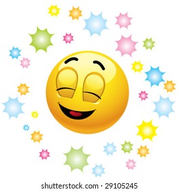 Smiling ball being happy and enjoying