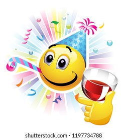 Smiling ball celebrating. Smiling ball being cheerful and having fun at the party.
