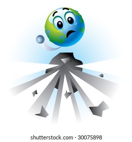 Smiling ball as Earth in danger