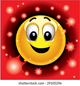 La bola sonriente como una superestrella famosa