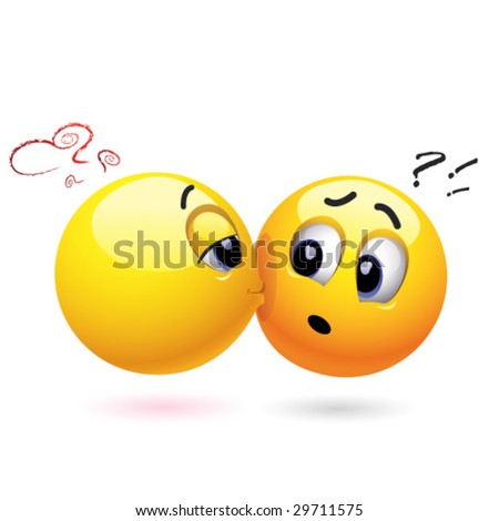 Smiling ball kissing another smiling ball