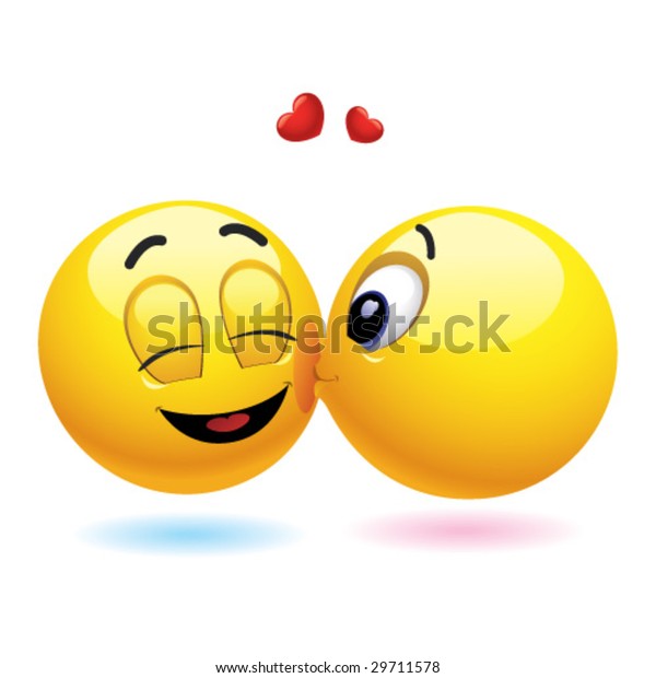 Smiling Ball Kissing Another Smiling Ball Stock Vector (Royalty Free ...