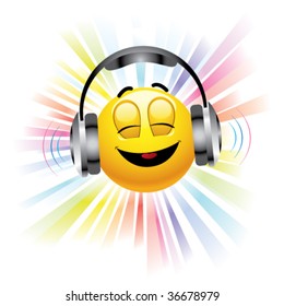 smiling ball listening to music