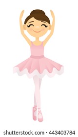 Smiling ballerina with her arms raised