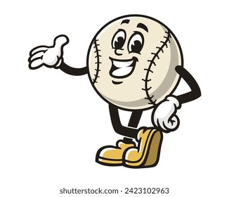 smiling Baseball cartoon mascot illustration character vector clip art hand drawn