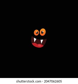 Smiling bat face in the dark for Halloween party. Vector illustration. 