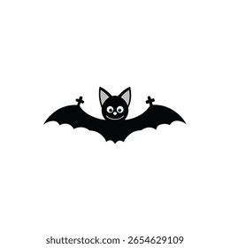 smiling bat flying over graveyard silhouette 