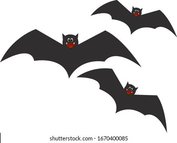 Smiling bats, illustration, vector on white background.