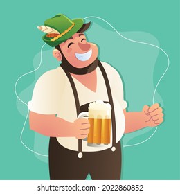 smiling bavarian man with beer