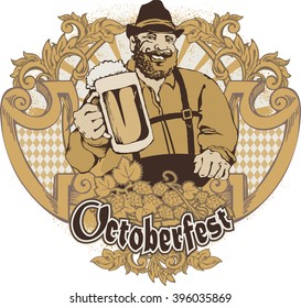 Smiling Bavarian man with mug