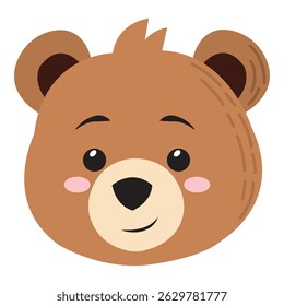 Smiling bear cartoon face. Vector illustration