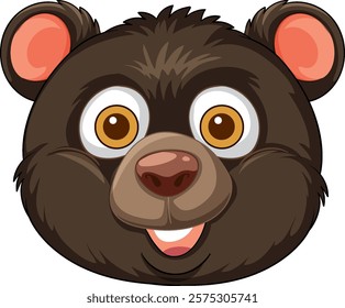 Smiling bear face with expressive eyes