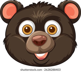 Smiling bear face with expressive eyes