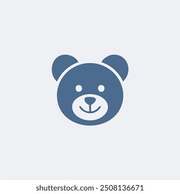 Smiling bear face icon. Simple blue bear face icon illustration on a white background, perfect for use in design projects or as a logo.