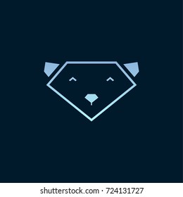 Smiling Bear face in triangular geometric shape style. icon or logo with gradient color