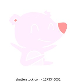 smiling bear flat color style cartoon