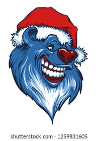 Smiling bear in Santa's hat