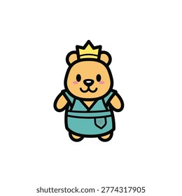 Smiling bear wearing blue
