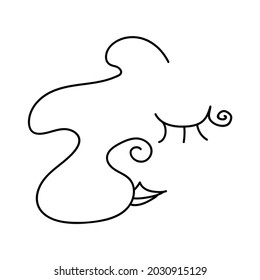 Smiling beautiful minimal woman line art