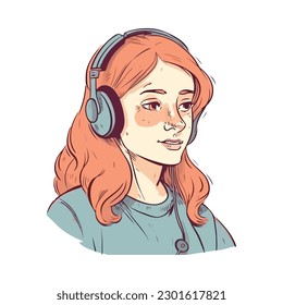 Smiling beauty listening to music with headphones isolated