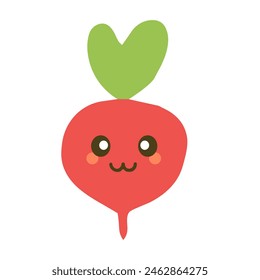 Personaje de remolacha sonriente en estilo kawaii
