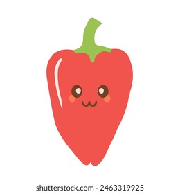 Smiling bell pepper character in kawaii style