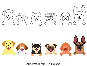 smiling big and small dogs border set