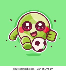 smiling billiard ball character mascot playing football isolated cartoon