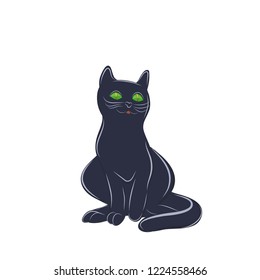 smiling black cat in vector