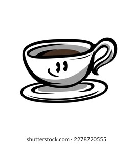 Café negro sonriente en miniplaca