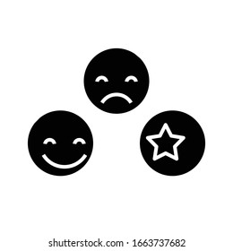 Smiling black icon, concept illustration, vector flat symbol, glyph sign.