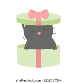 Sonriente caja de regalo de Black Kitty