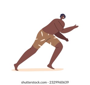 Smiling Black Man In Beach Shorts Running, Exuding Joy And Confidence While Enjoying A Beach Day Under The Sun