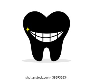 smiling black tooth teeth dent dental dentist image icon