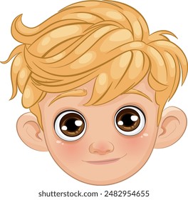 Smiling blonde boy with big eyes