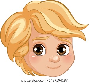 Smiling blonde cartoon character with big eyes