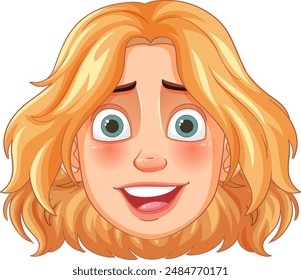 Smiling blonde character with expressive eyes