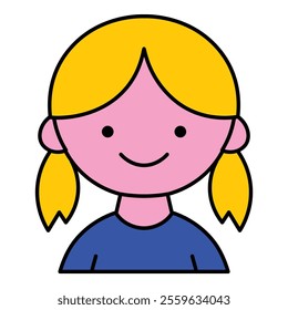 Smiling Blonde Girl Face Avatar Flat Icon Isolated On White Background