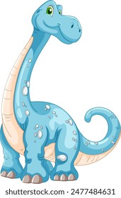 Smiling blue dinosaur with a long neck