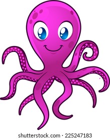 Smiling Blue Eyes Octopus Moving Eight Stock Vector (Royalty Free ...