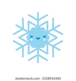 Smiling blue snowflake emoji icon. Winter time. Happy holiday. Cartoon style. Simple flat design. Vector illustration.