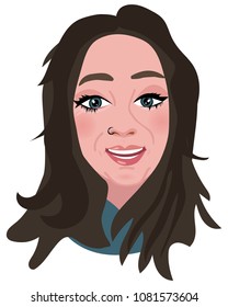 smiling blue-eyed brunette