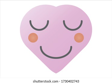 Smiling and blushing pink heart.