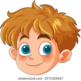 Smiling boy with big blue eyes and hair