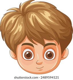 Smiling boy with big eyes and brown hair