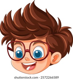 Smiling boy with big glasses and spiky hair