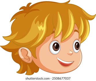 Menino sorridente com ilustração de cabelo loiro